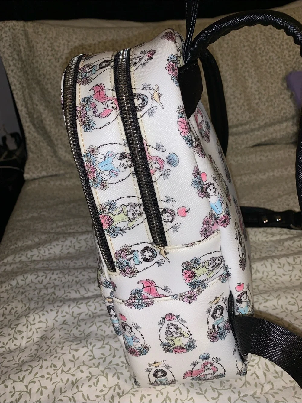 Loungefly White Disney Princess Pattern Mini Backpack